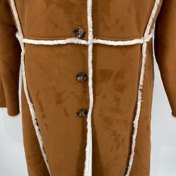 JESSICA LONDON SIZE 14W Women's Brown Faux Shearling Coat - Picture 3 of 12